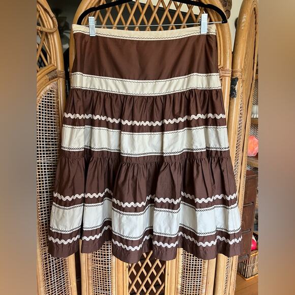 Brown and Cream Tiered Skirt - banana republic size 8 - spring 2006 - Picture 1 of 9